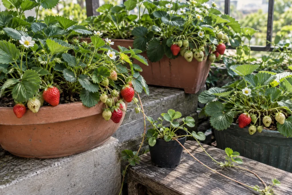 Comparing day-neutral, everbearing, and June-bearing strawberry varieties for containers